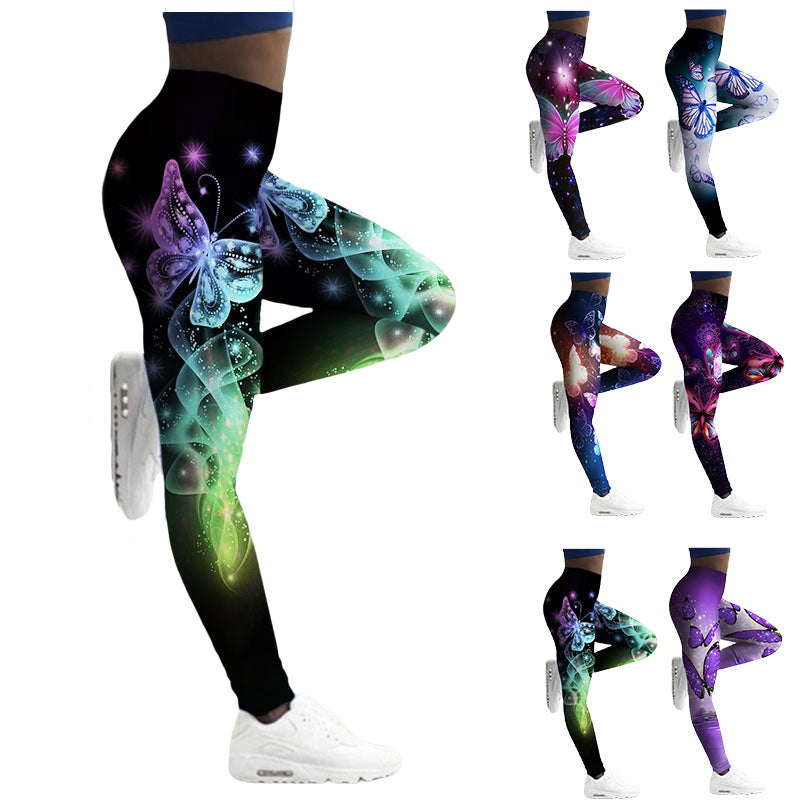 Women's Leggings Fitness Breathable Butterfly Printed Yoga Pants