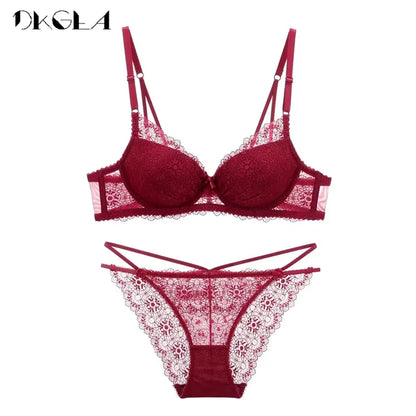 Bra Set Push Up Brassiere Cotton Thick Deep V Sexy Bras Lace Lingerie Sets