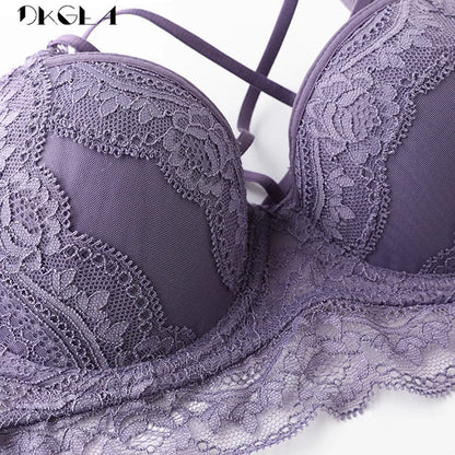 Classic Bandage Black Bra Set Push Up Brassiere Thick Cotton Underwear Set Sexy Bras Lace Embroidery Gather Women Lingerie Sets