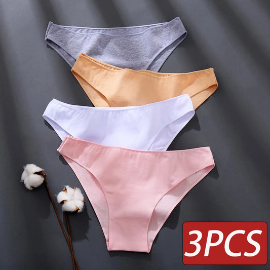 3PCS Women's Cotton Panties Comfortable Underwear