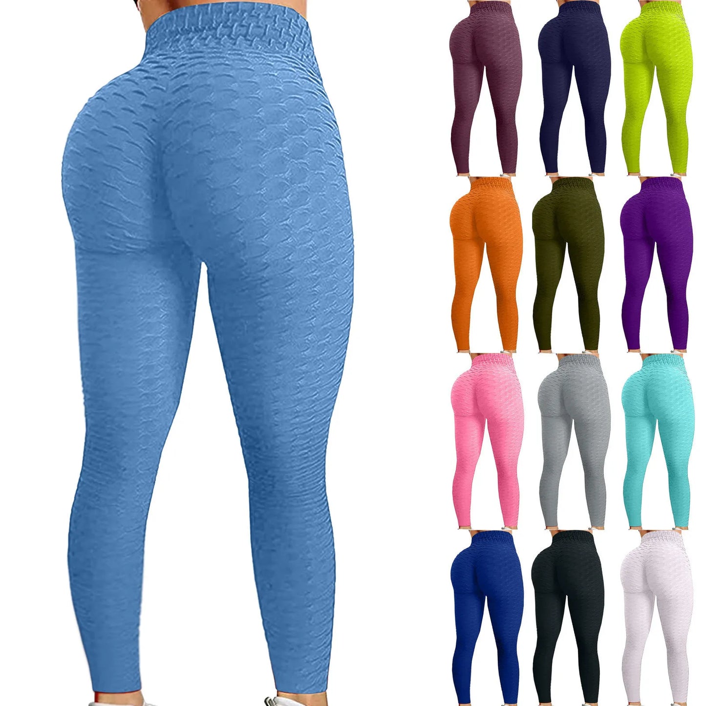 Upgrade Your Fitness with High Waist Bubble Leggings - Perfect for Yoga, Gym, and Running!