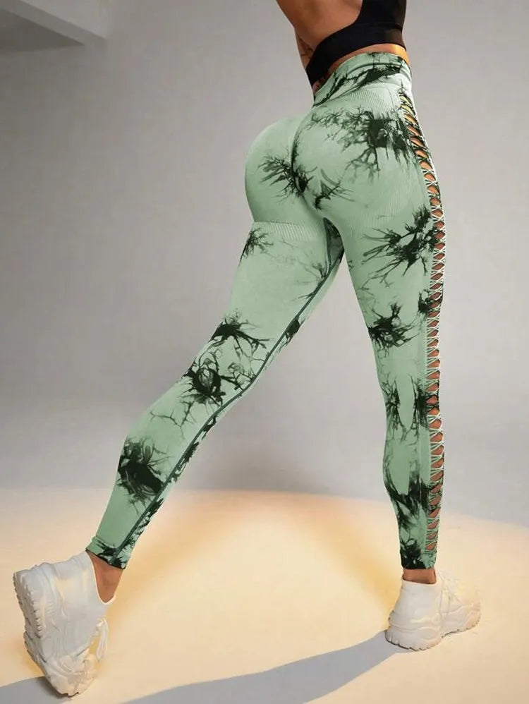 Upgrade Your Workout with Sexy Tie-Dye Yoga Leggings - High Waist, Slim Fit, Breathable - Perfect for Gym, Yoga, and Running!