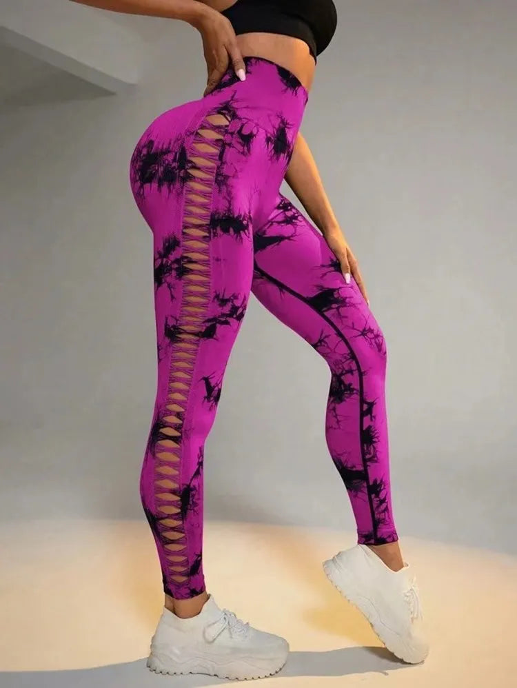 Upgrade Your Workout with Sexy Tie-Dye Yoga Leggings - High Waist, Slim Fit, Breathable - Perfect for Gym, Yoga, and Running!