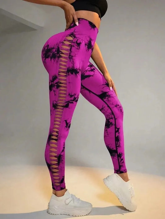 Upgrade Your Workout with Sexy Tie-Dye Yoga Leggings - High Waist, Slim Fit, Breathable - Perfect for Gym, Yoga, and Running!