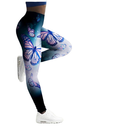 Women's Leggings Fitness Breathable Butterfly Printed Yoga Pants